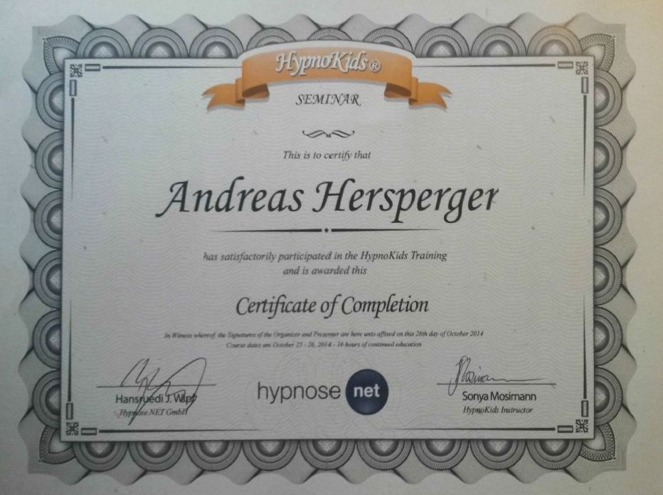 Kinderhypnose Diplom
